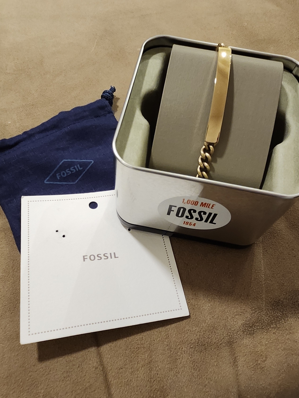 Fossil gold-tone engravable ID bracelet- Unisex